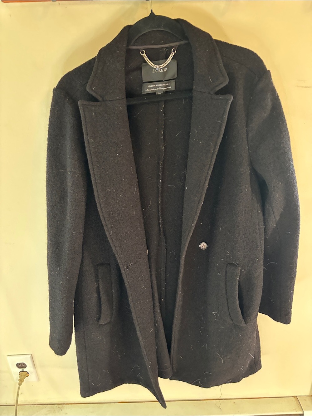J. Crew Black Wool Peacoat with Notch Lapels